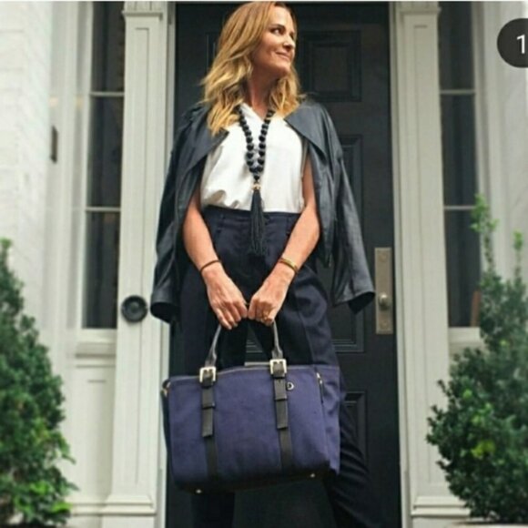 India Hicks Handbags - India Hicks Duchess of Windsor Laptop/Briefcase Leather Trim Handles